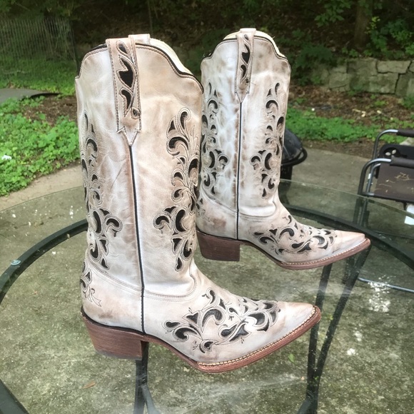 JB Dillon Womens Cowboy Boots Inlay Size 10 B - Picture 2 of 5
